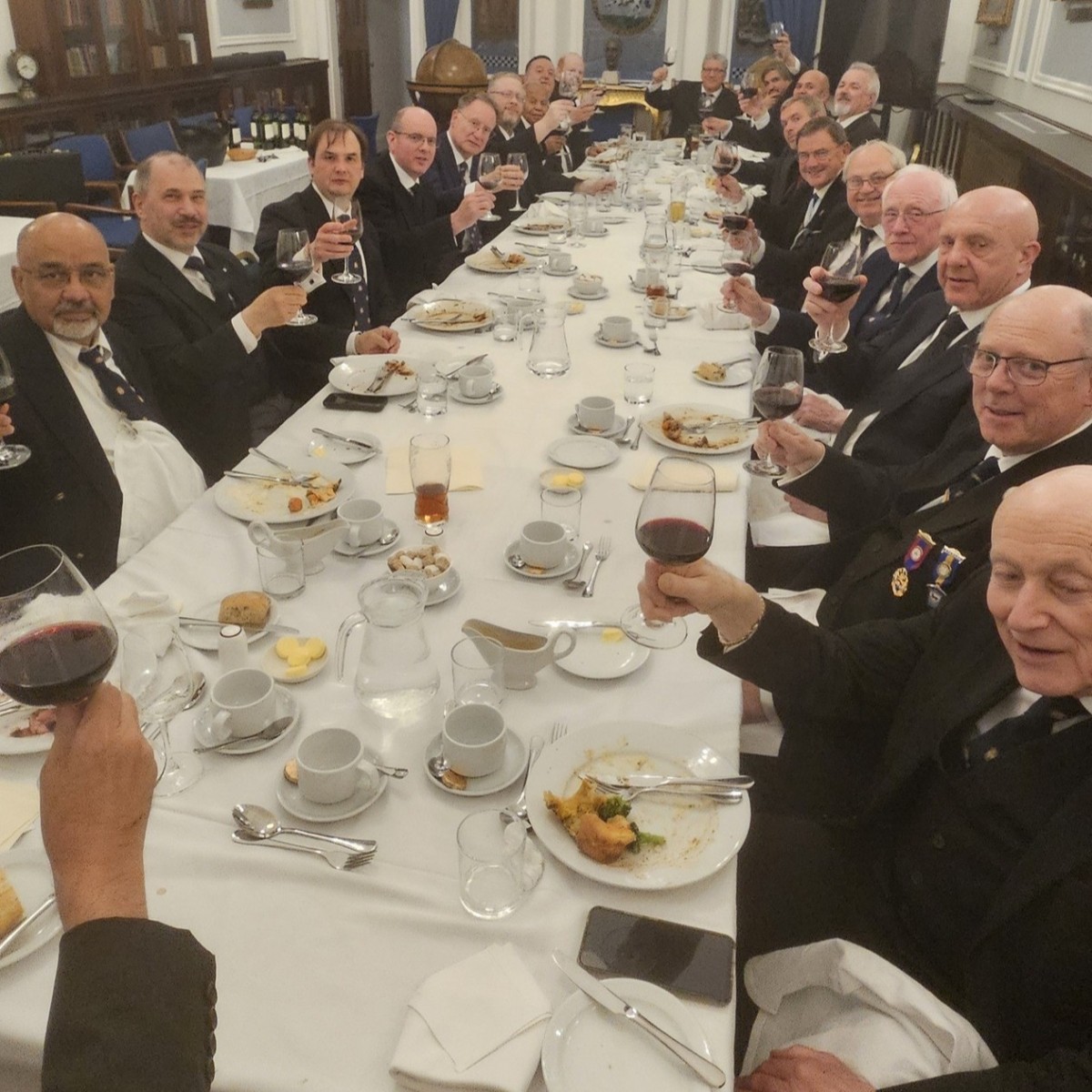 The Brethren raising a toast at the carvery festive board